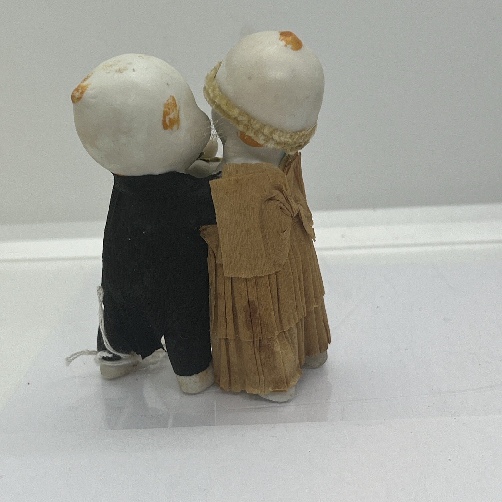 Antique Bisque Kewpie Doll Bride & Groom Wedding Clothes w Bouquet Rosie O’Neill