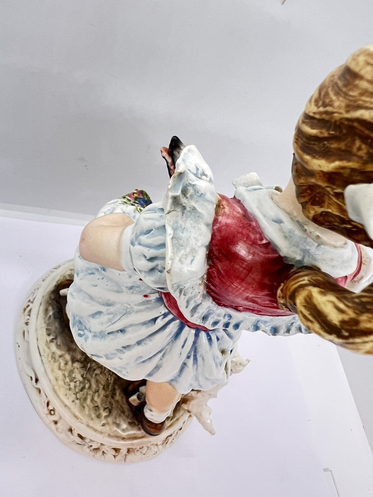 1950’s Borzoi & Girl w Floral Trim Mollica dog 10" Capodimonte Figurine Italy