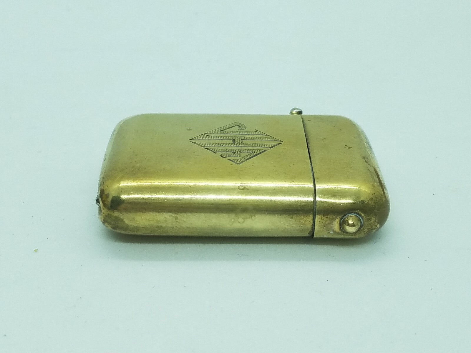 Antique Art Deco Brass Match Safe Vesta Case Box