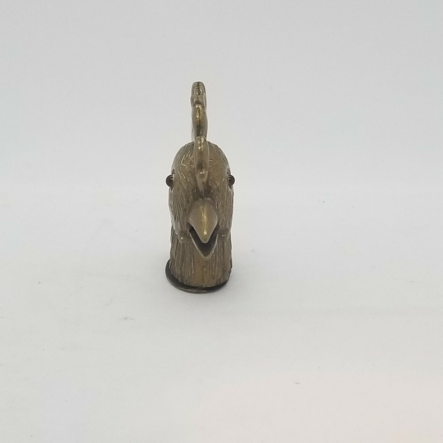 Antique Brass Pop Open Rooster Head Match Safe Vesta Case Box Original Glas Eyes