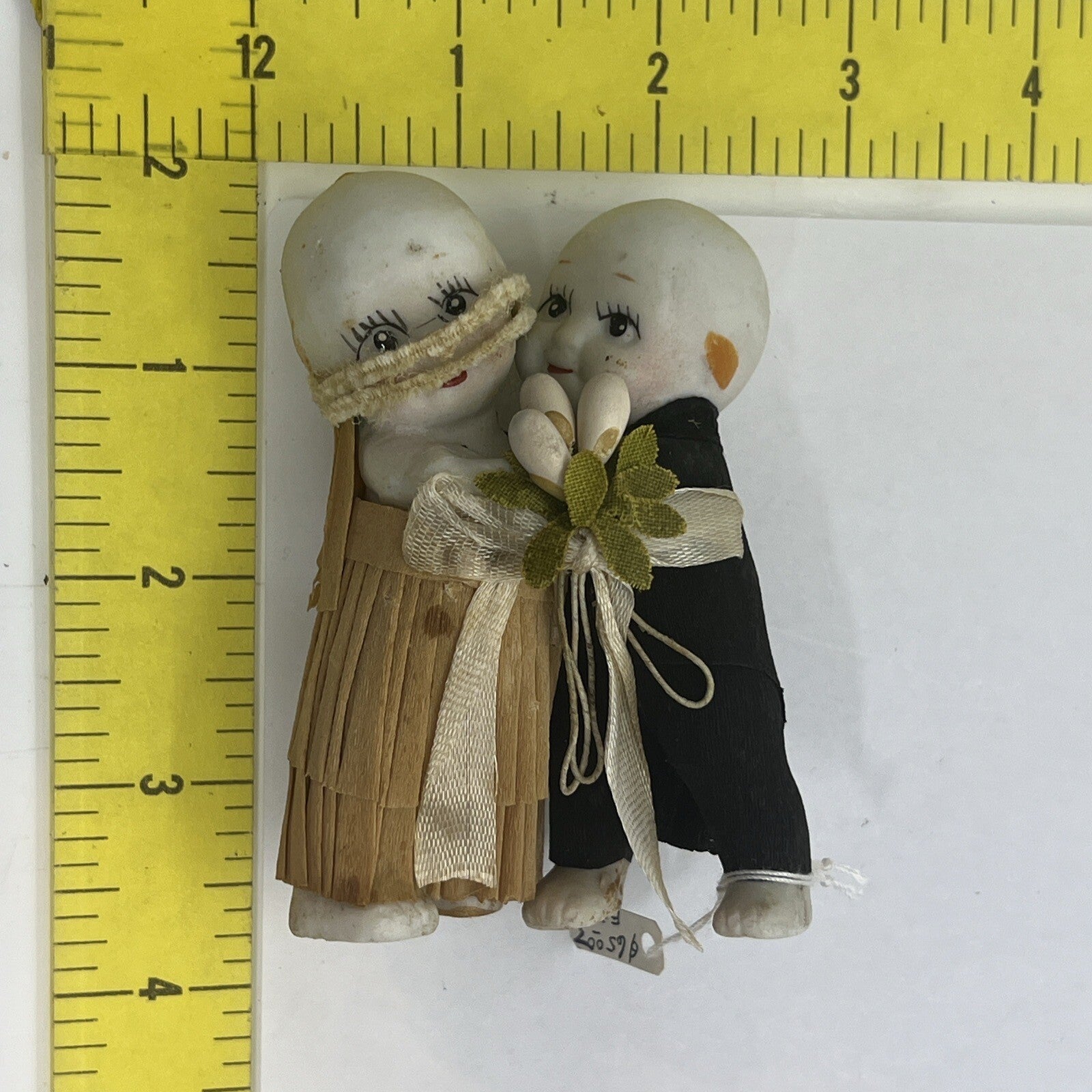 Antique Bisque Kewpie Doll Bride & Groom Wedding Clothes w Bouquet Rosie O’Neill