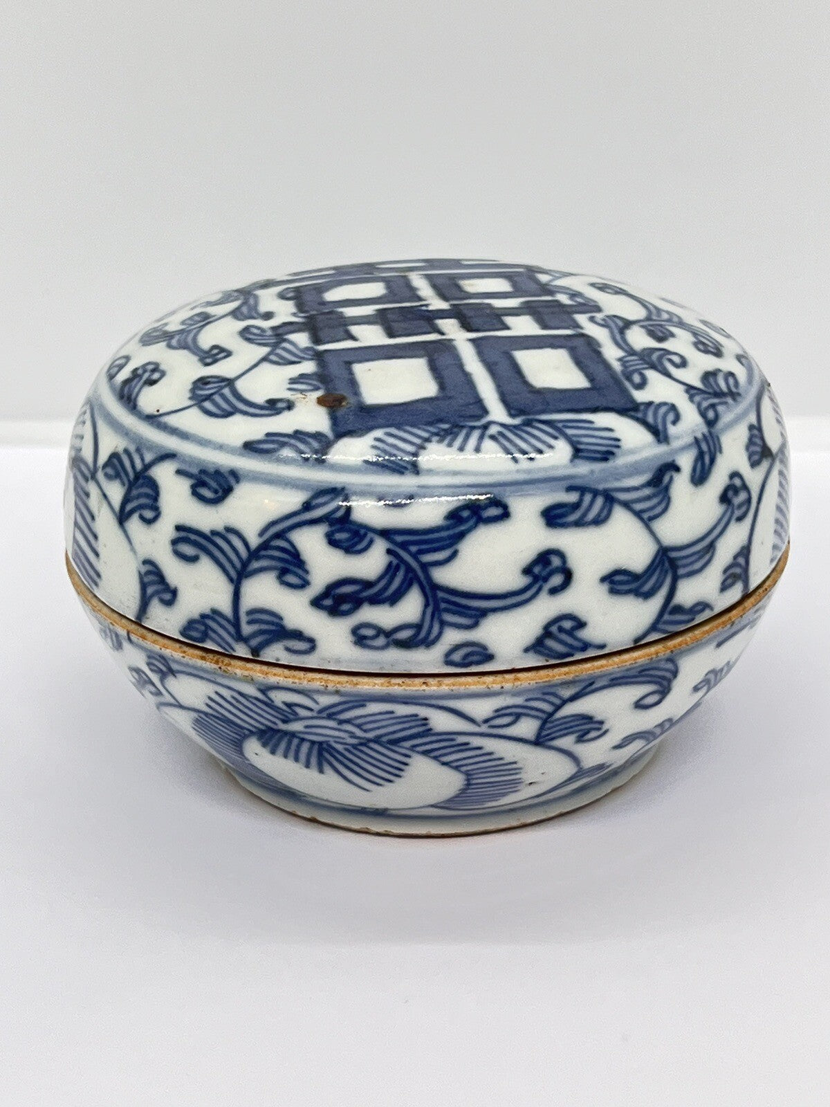 Antique Chinese Blue & White Porcelain Covered box