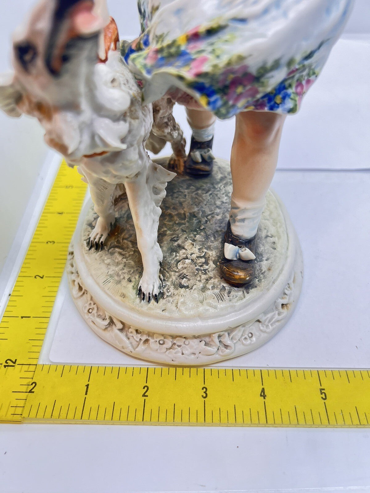 1950’s Borzoi & Girl w Floral Trim Mollica dog 10" Capodimonte Figurine Italy