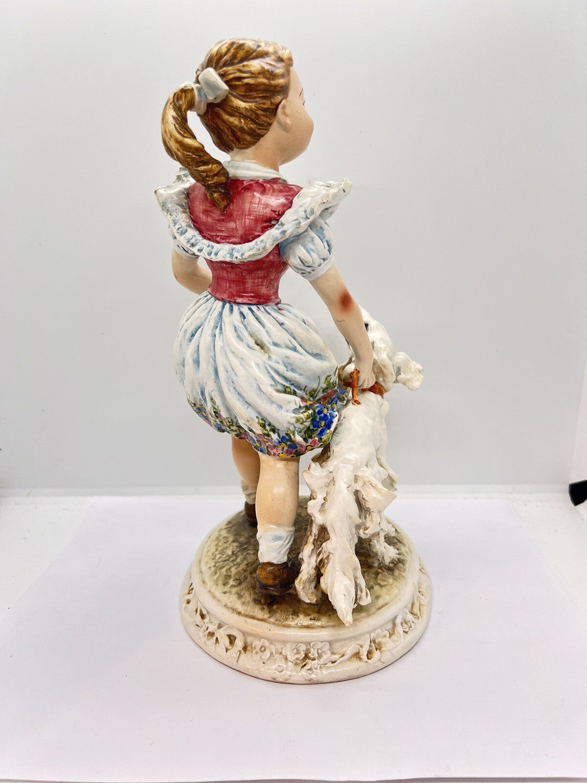 1950’s Borzoi & Girl w Floral Trim Mollica dog 10" Capodimonte Figurine Italy