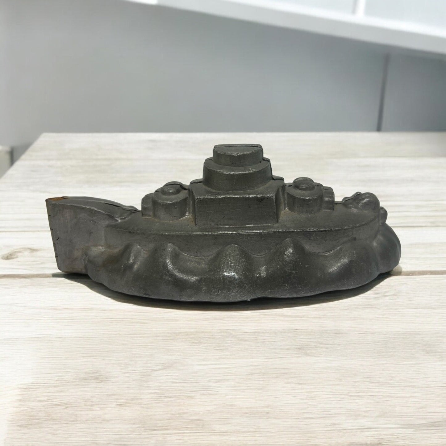 Antique Battleship #512 Pewter Chocolate Candy Ice Cream Mold