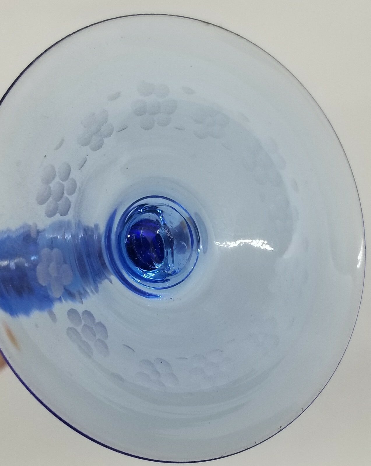 23pc 1920's Italian Salviati Murano Blue Etch Crystal Dessert  8, 3pc Place Set