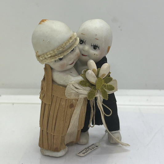 Antique Bisque Kewpie Doll Bride & Groom Wedding Clothes w Bouquet Rosie O’Neill