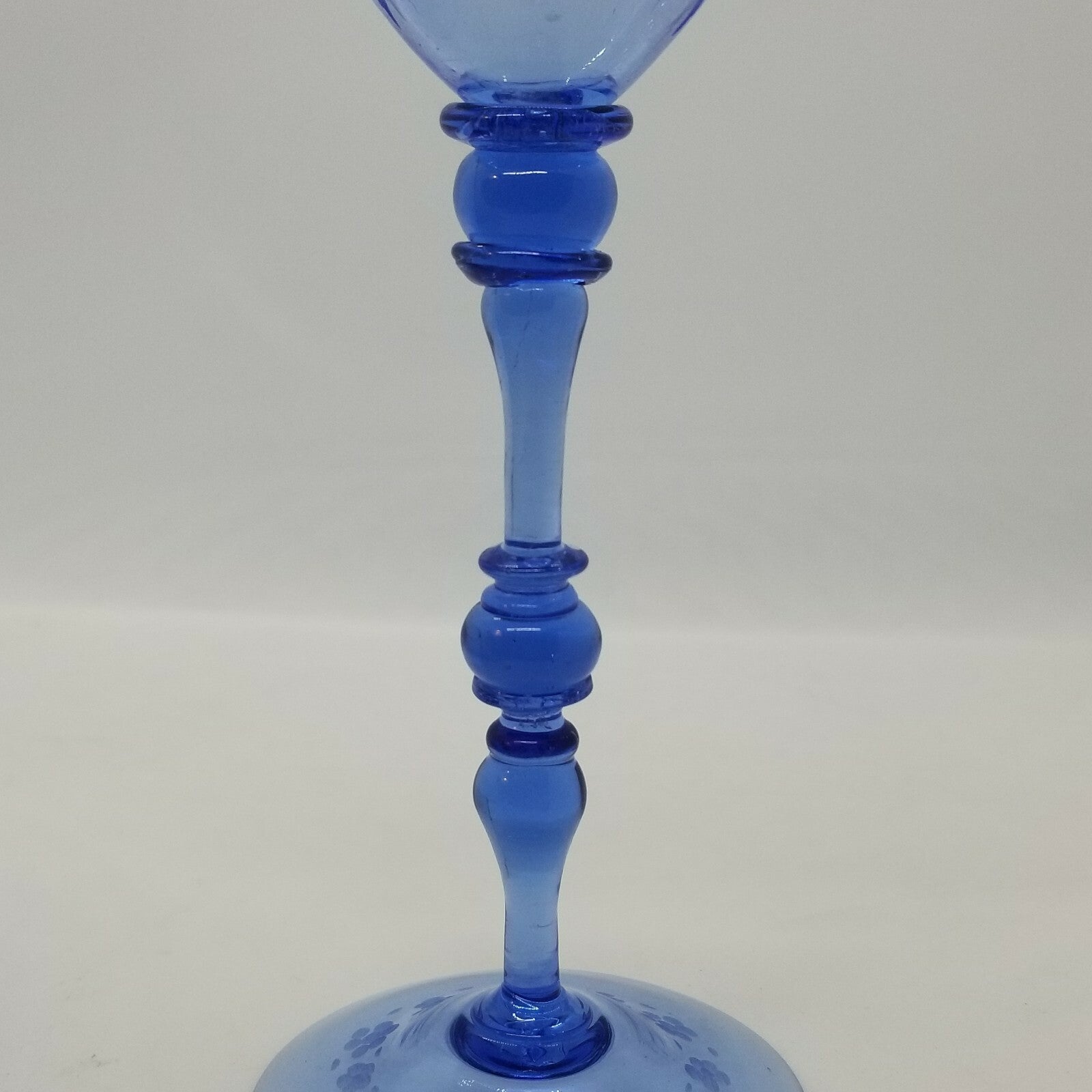 23pc 1920's Italian Salviati Murano Blue Etch Crystal Dessert  8, 3pc Place Set
