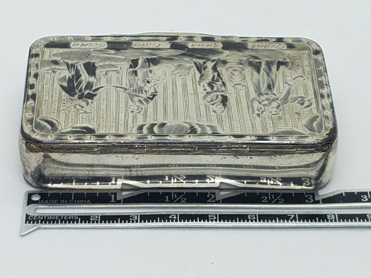 Antique 19c Imperial Russian Silver Niello 84 Snuff Box 2 sided Myths? Gods?