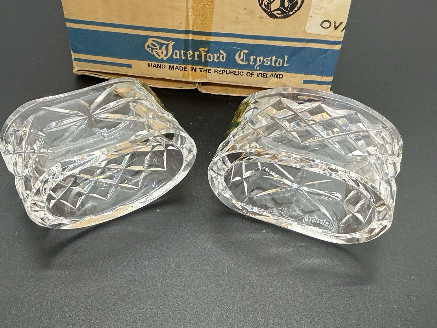 2 pc Set Vintage Waterford Crystal ALANA Napkin Rings in original box