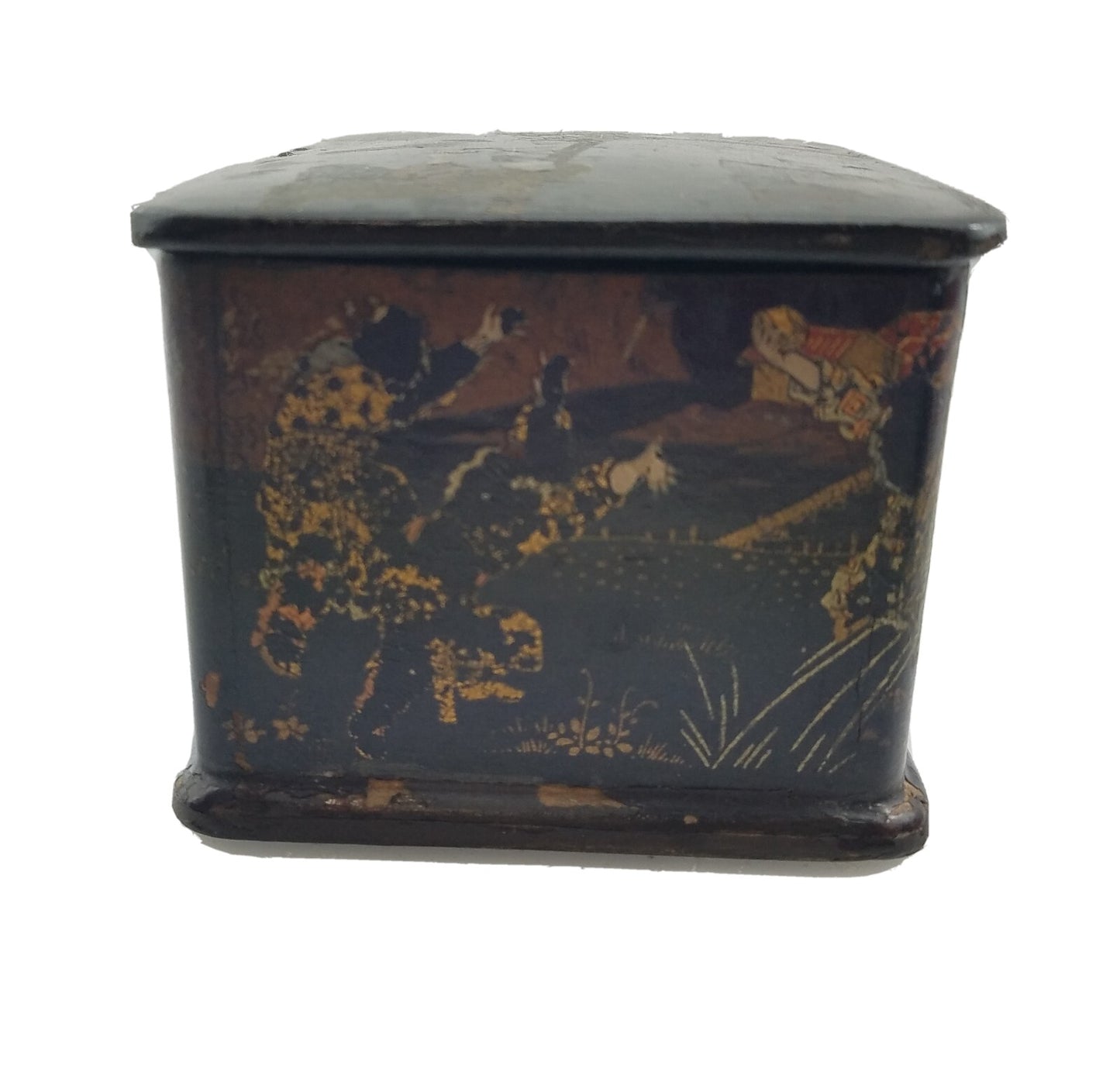 Antique Chinese Export Tea / Spice Caddy Box Paper Mache