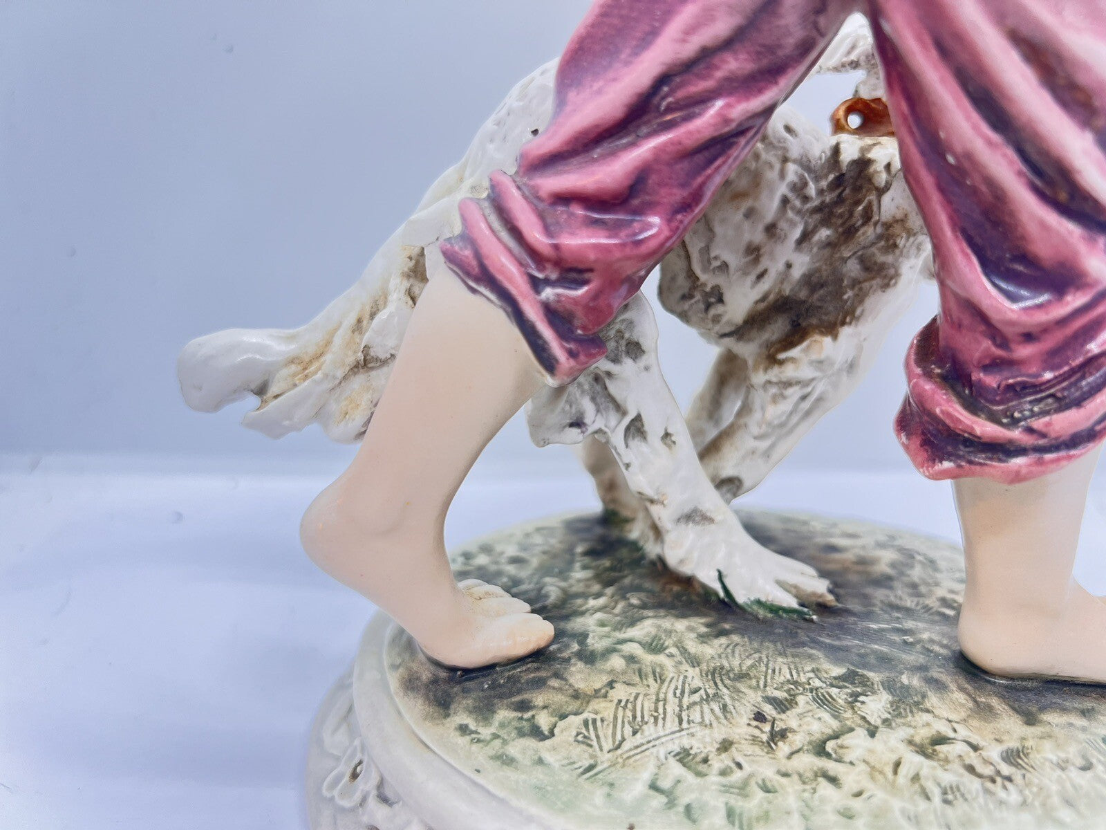 1950’s Borzoi & Boy Signed C. Mollica 10" Capodimonte Dog Figurine Italy
