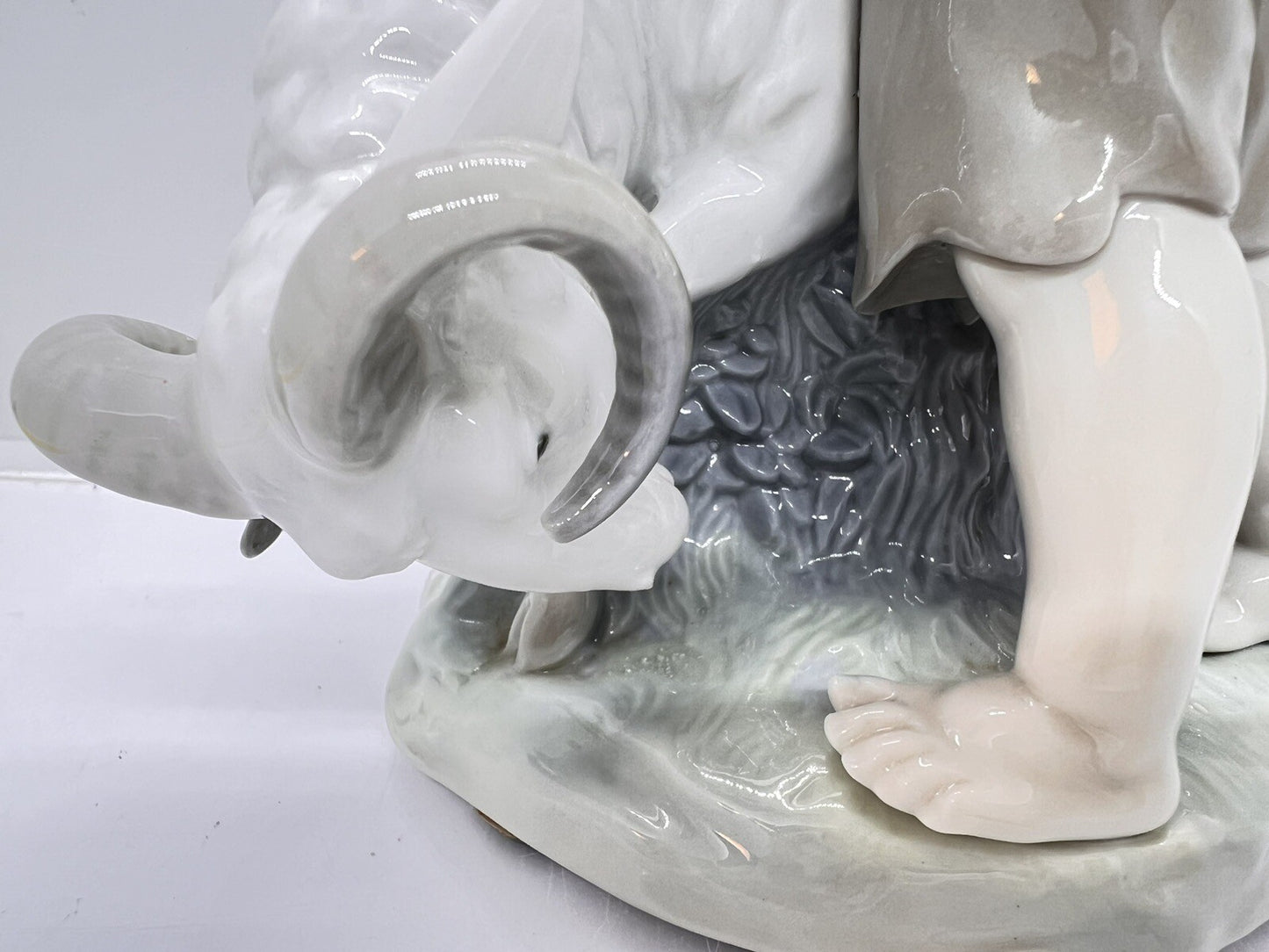 9” Vintage Nao Lladro “I'm not moving” Boy & Goat Figurine