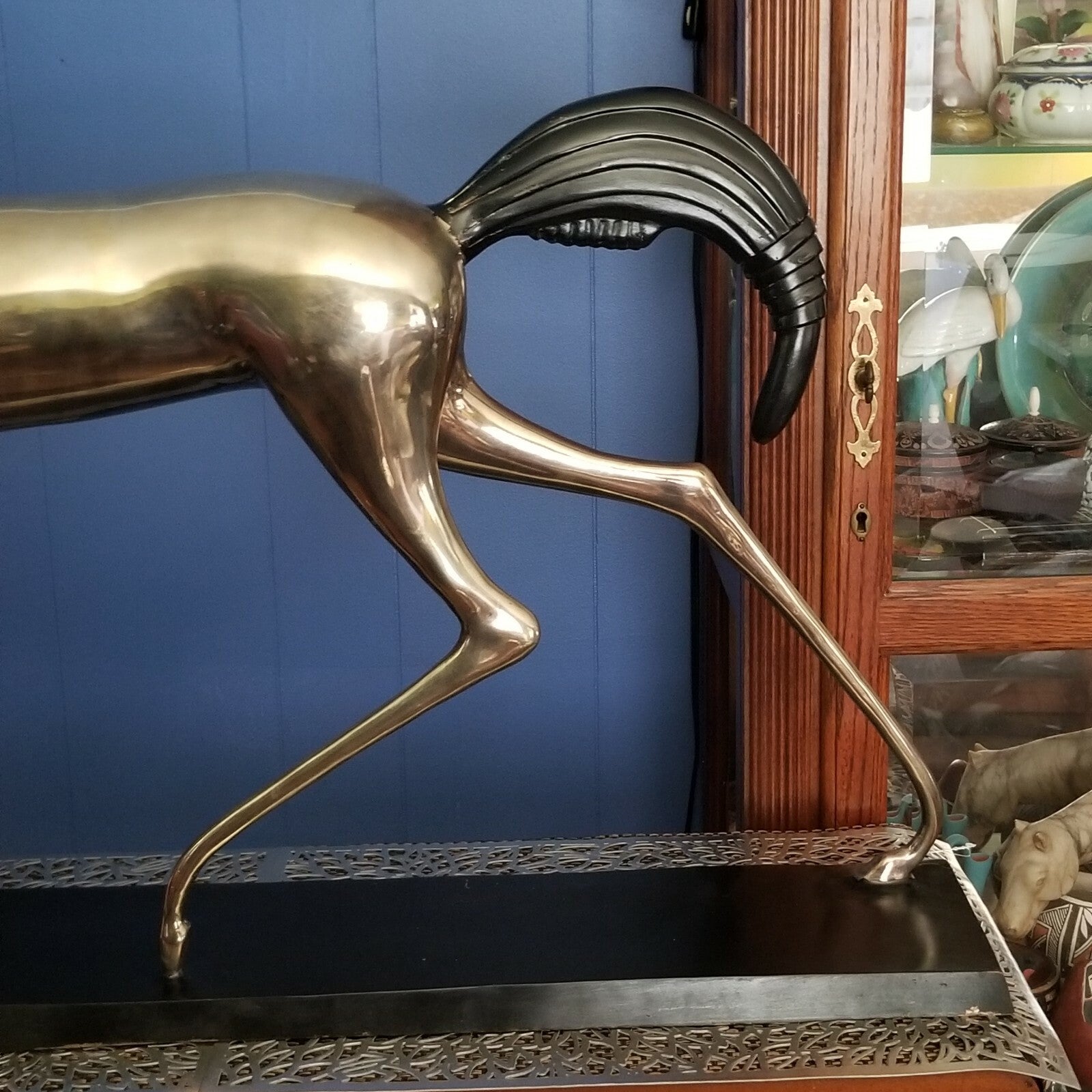 2 - 37" MCM Etruscan Silvered Brass Horse(s) Sculptures in Lovet-Lorski Style