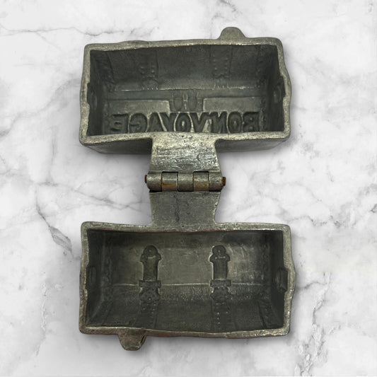 Antique Bon-Voyage Suitcase Travel Trunk Pewter Chocolate Candy Ice Cream Mold