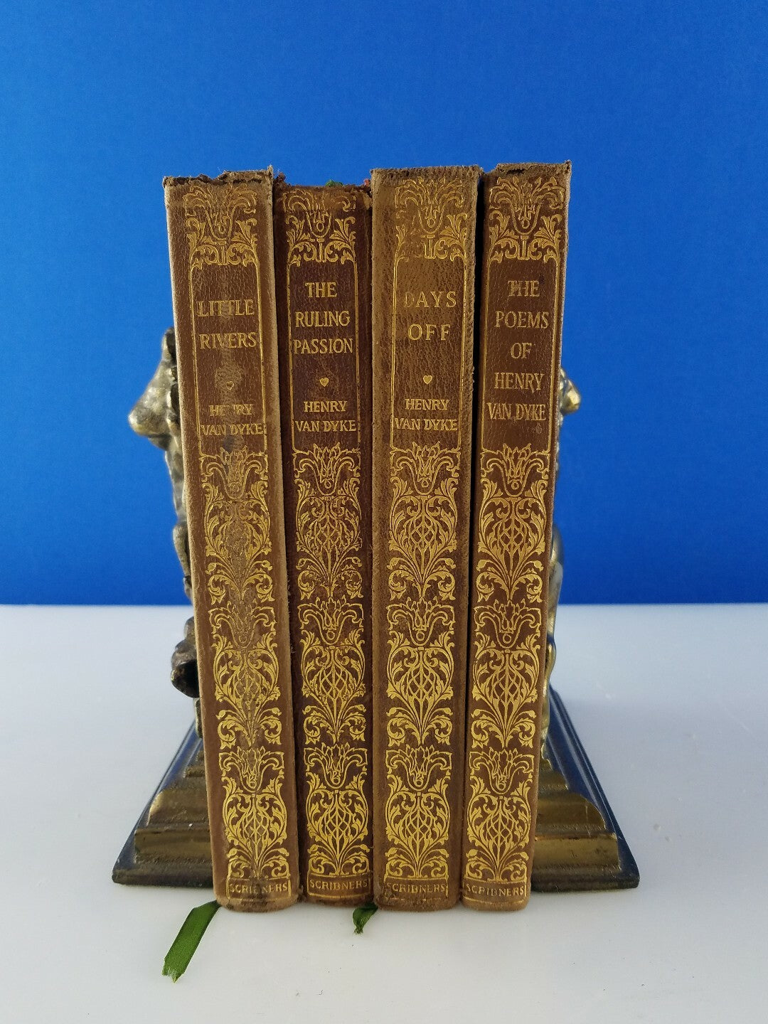 Antique 1913 Leather Bound  Soft Cover Book Set Henry Van Dyke Grt Decorator Set