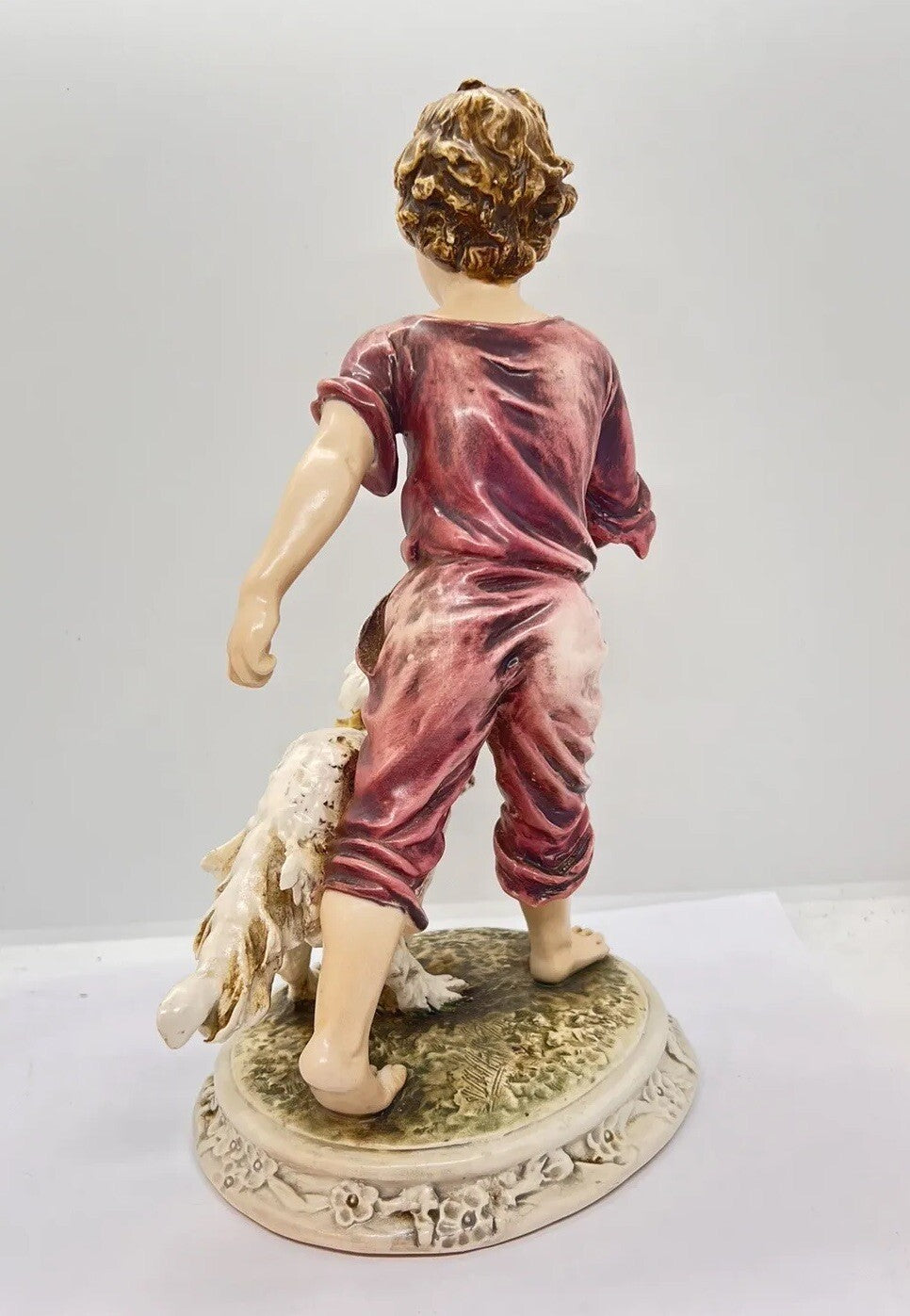 1950’s Borzoi & Boy Signed C. Mollica 10" Capodimonte Dog Figurine Italy