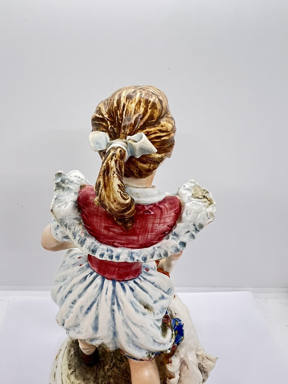 1950’s Borzoi & Girl w Floral Trim Mollica dog 10" Capodimonte Figurine Italy