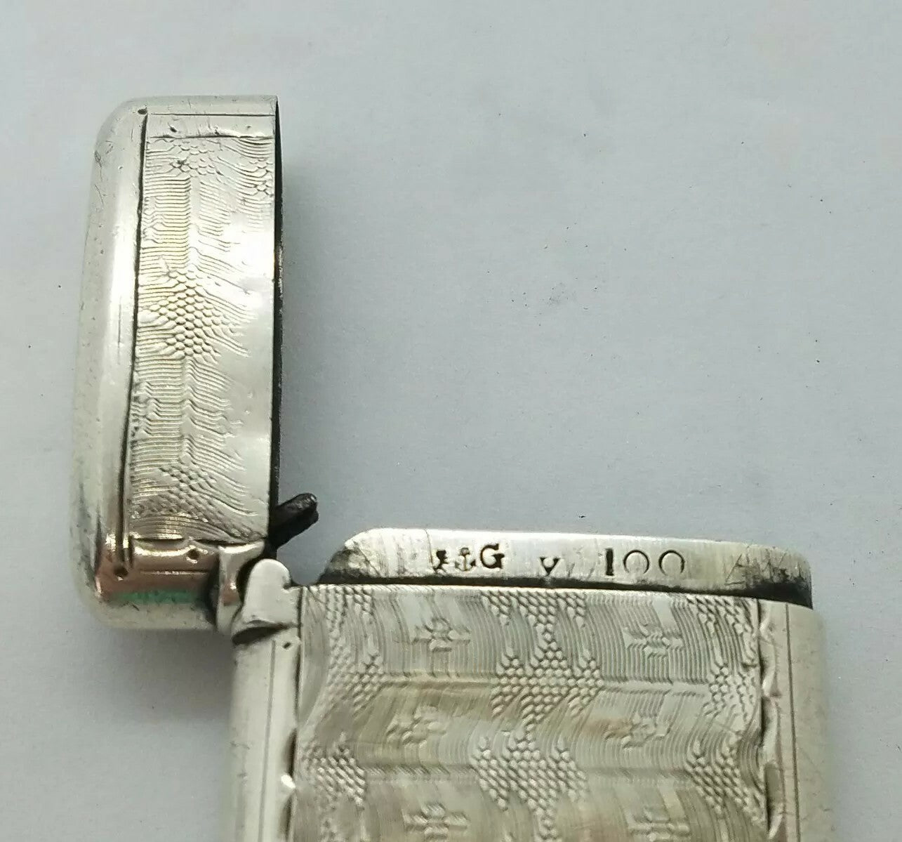 Antique 1874 GORHAM Hand-decorated Bright Cut Sterling Silver Match Safe Vesta