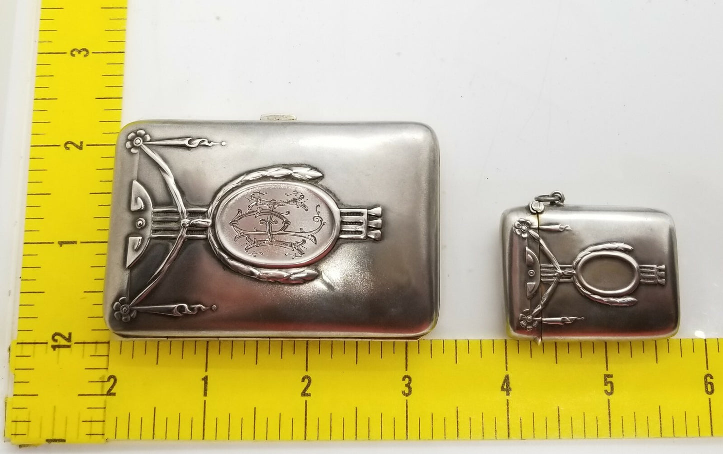 Antique 800 Silver Jugendstil Art Nouveau Match Safe Vesta & Cigarette Case Fob