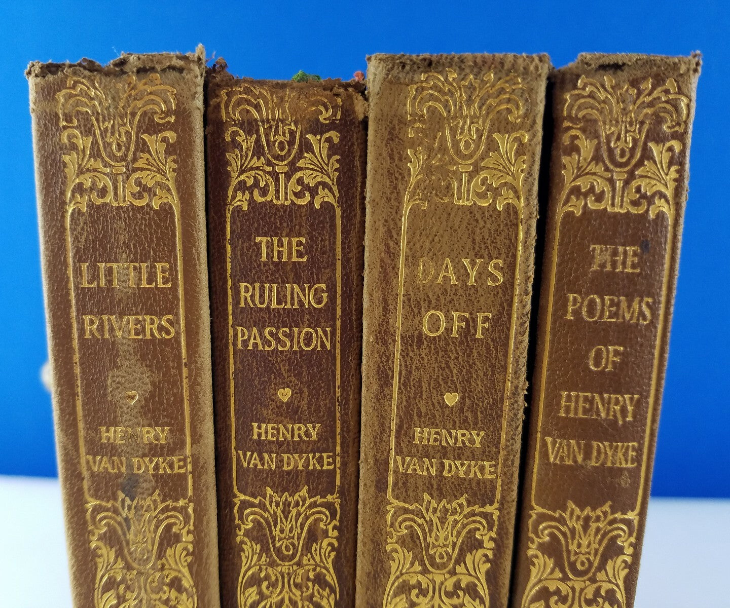 Antique 1913 Leather Bound  Soft Cover Book Set Henry Van Dyke Grt Decorator Set