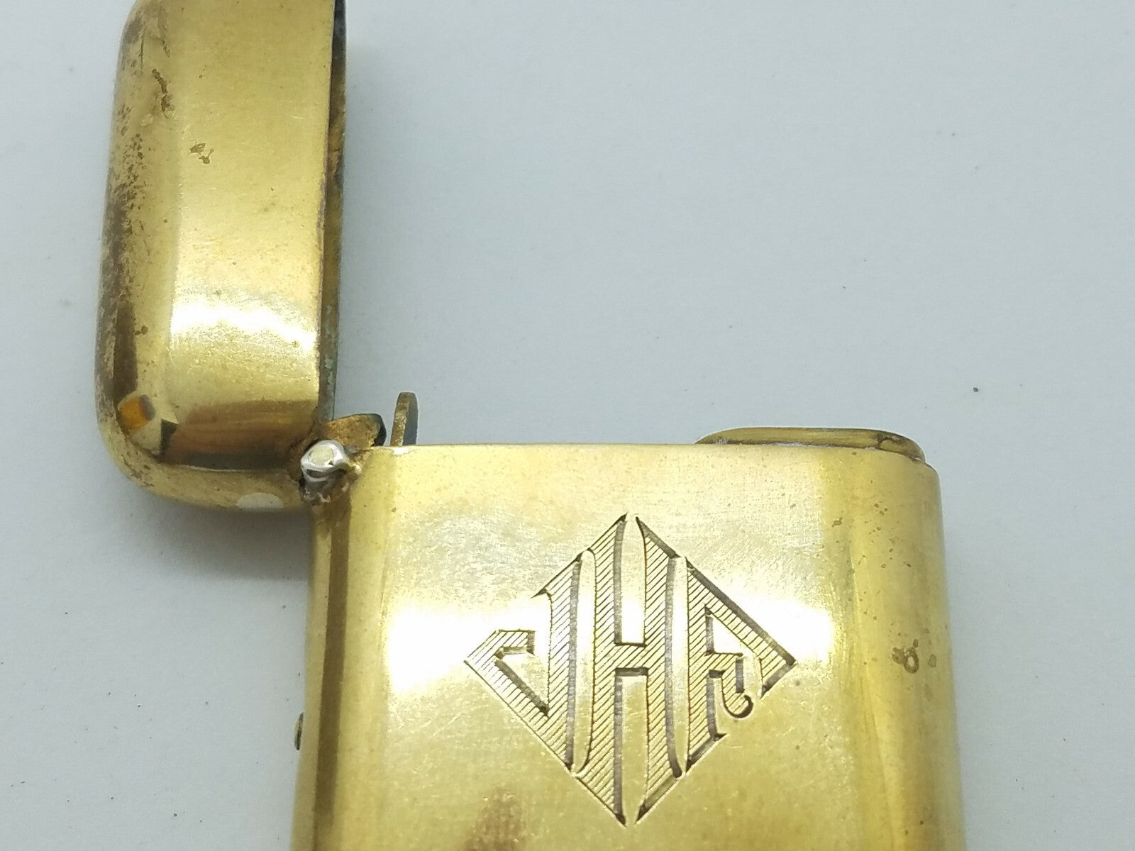 Antique Art Deco Brass Match Safe Vesta Case Box