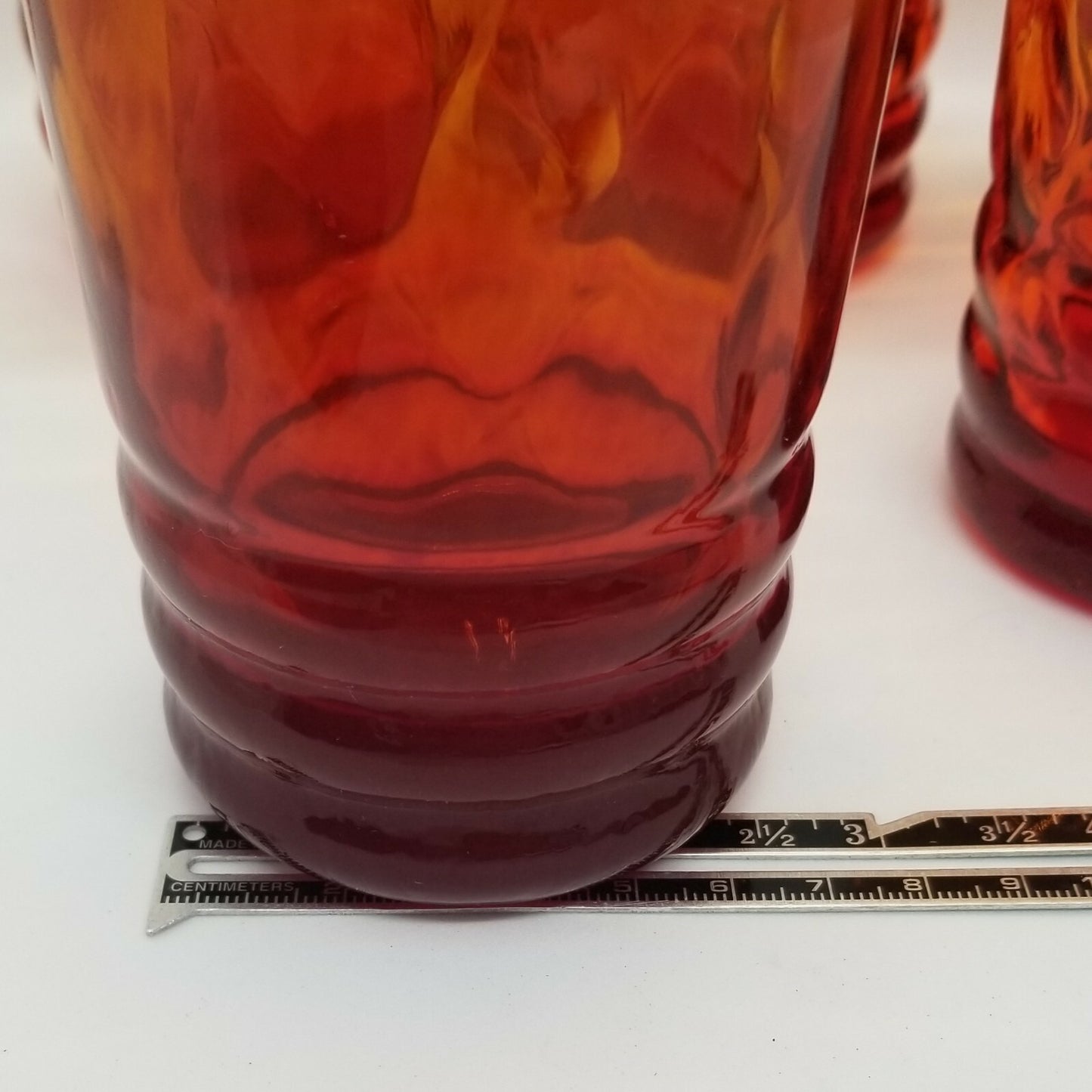 5 Fenton Amberina Diamond Optic Tumblers #1635 = go w/Squatty Water Pitcher Set