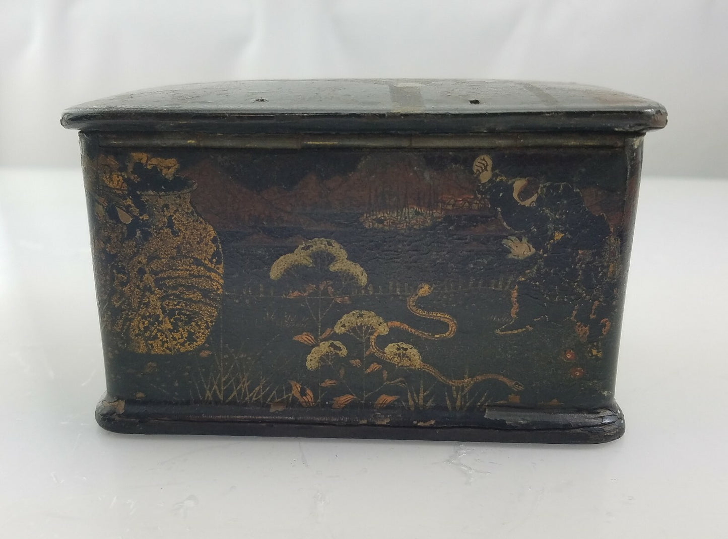 Antique Chinese Export Tea / Spice Caddy Box Paper Mache