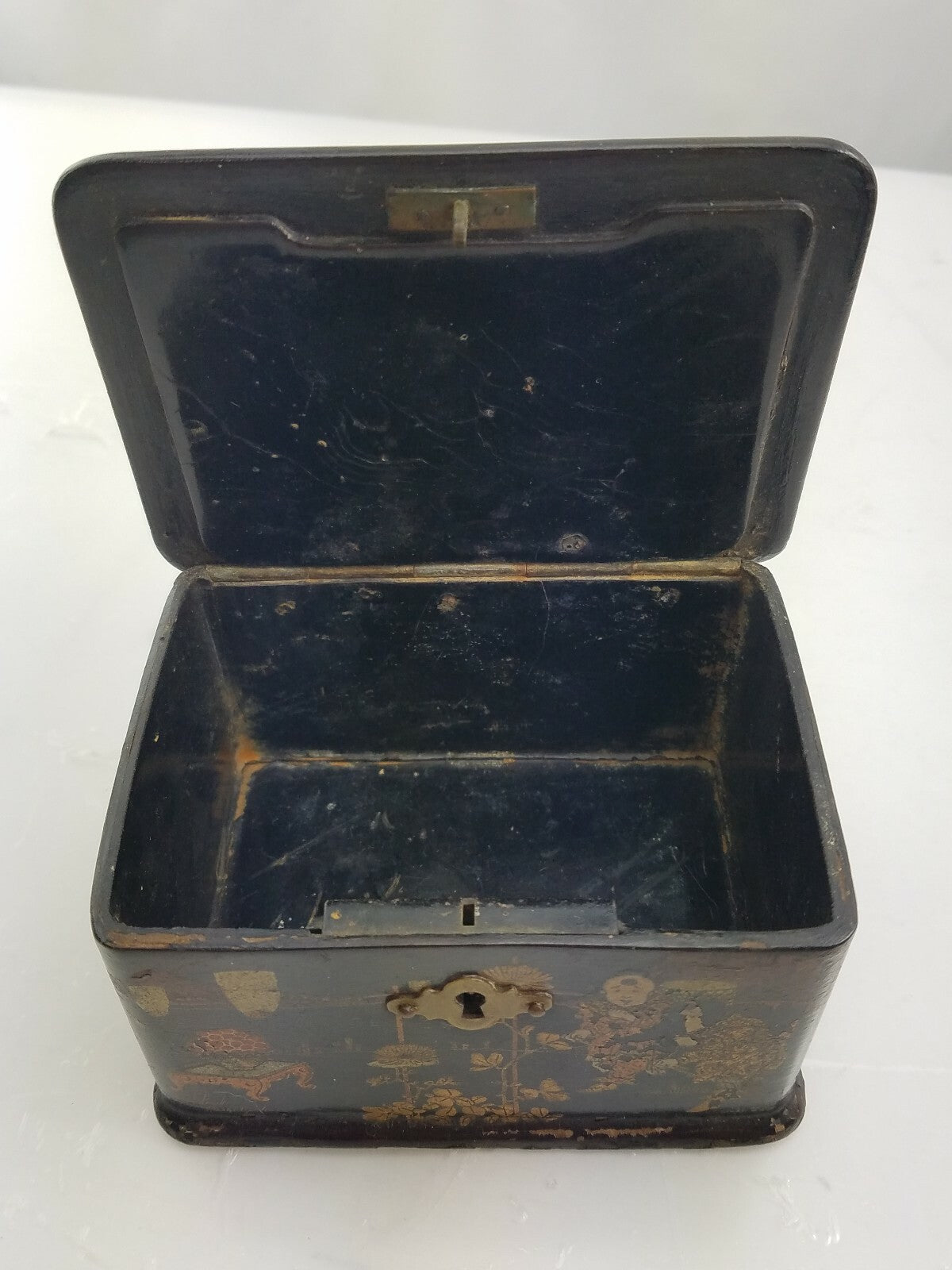 Antique Chinese Export Tea / Spice Caddy Box Paper Mache