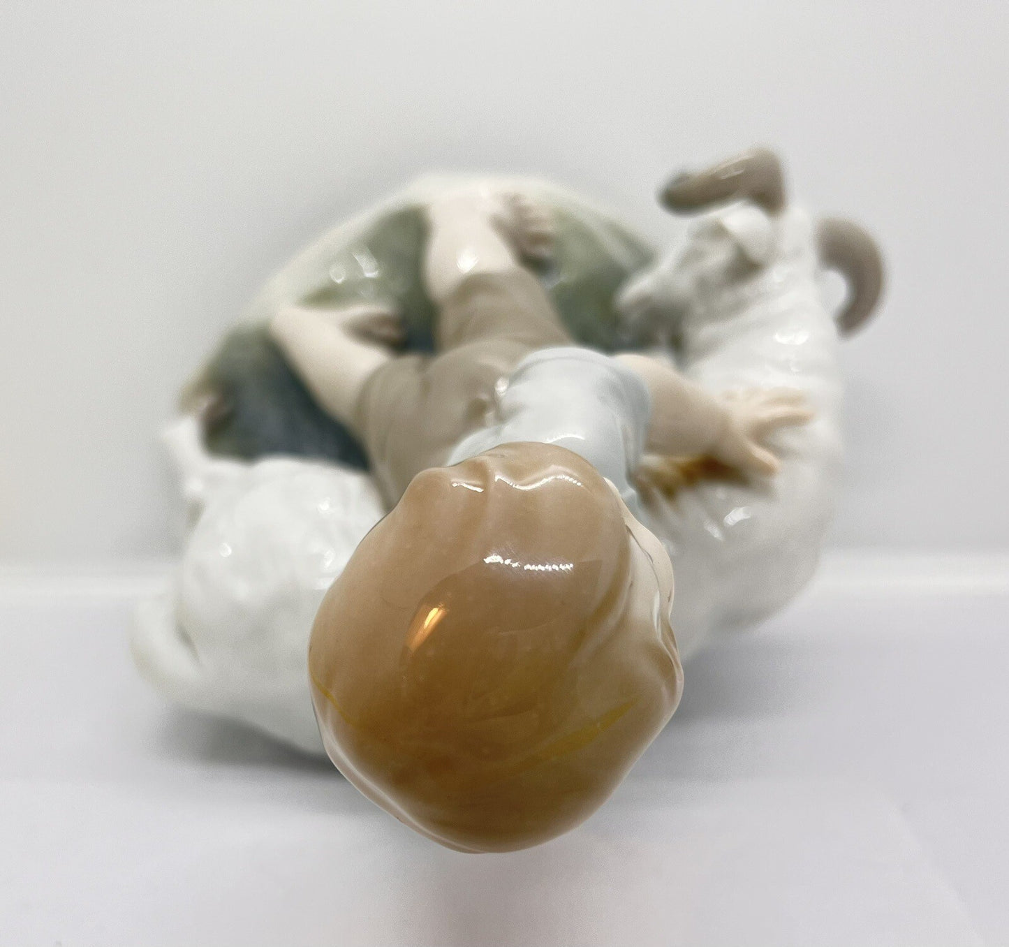 9” Vintage Nao Lladro “I'm not moving” Boy & Goat Figurine