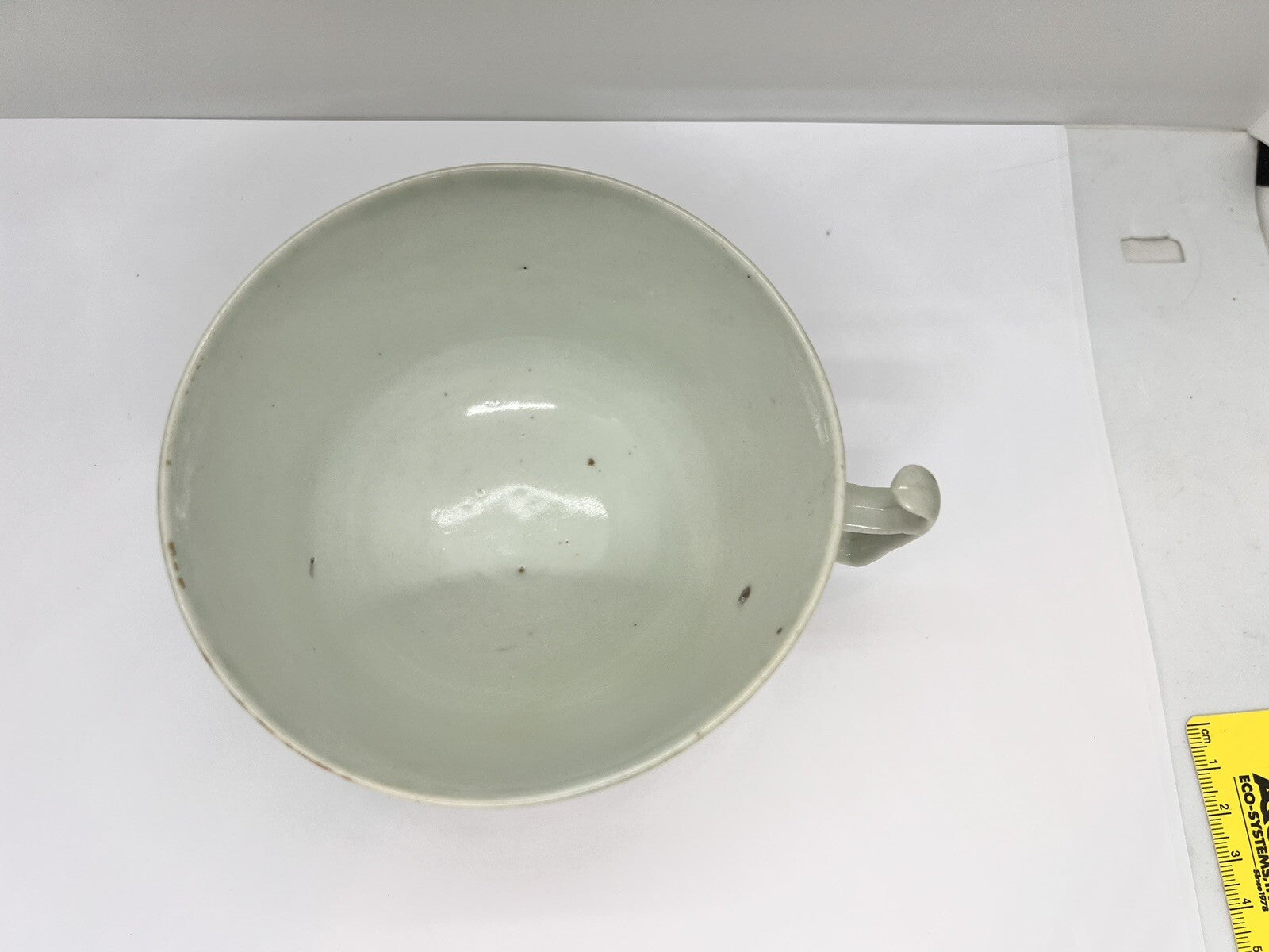 19C Lg Chinese Celadon Famille Rose Cherry Blossom Brd Butterfly ￼Tea Cup Canton